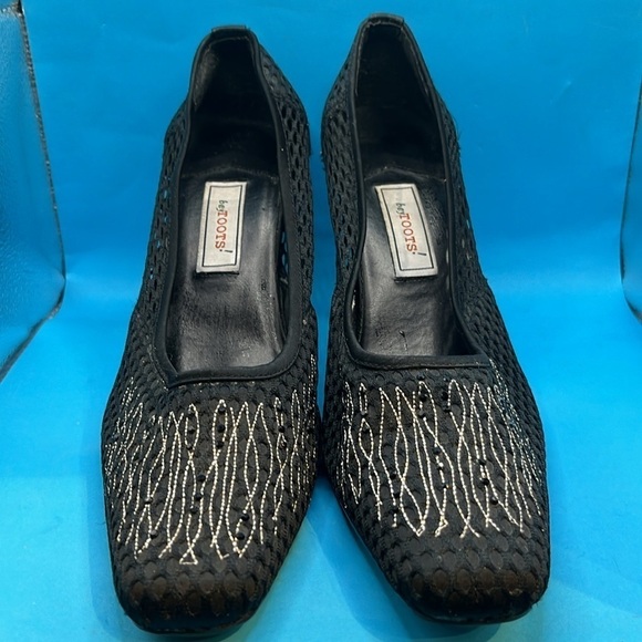 Beytoots! Women’s heels, net style, 8.5. Black silver design black mini gems - Picture 4 of 10
